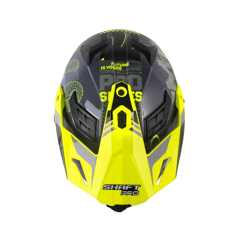 CASCO MULTIPROPOSITO SHAFT PRO MX400 DOBLE VISOR CRYPTONE GRIS OSCURO AMARILLO BRILLO
