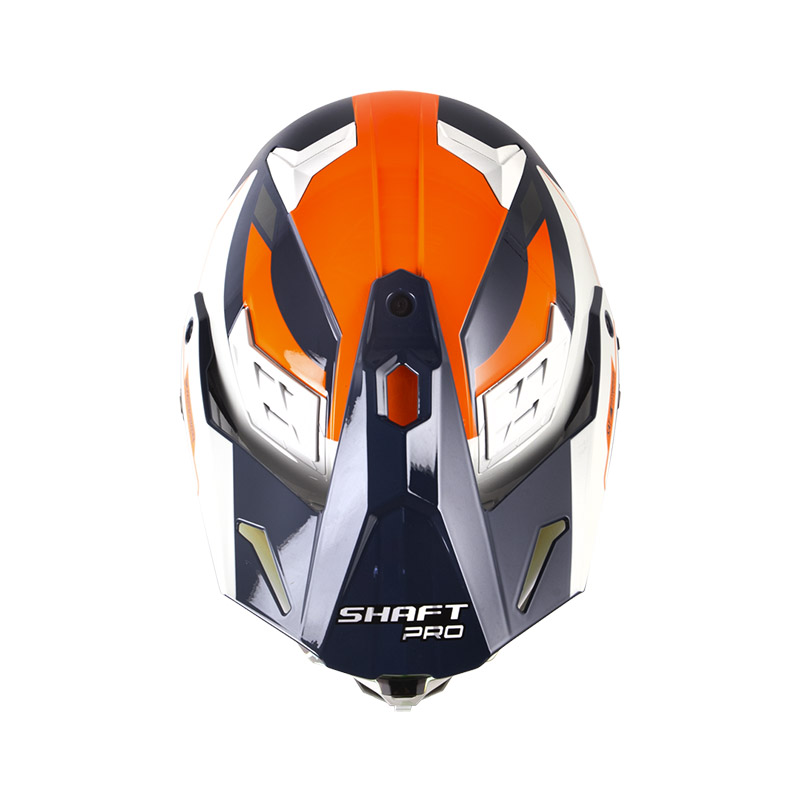 CASCO MULTIPROPOSITO SHAFT PRO MX400 DOBLE VISOR FRONTIER AZUL OSCURO NARANJA BRILLO