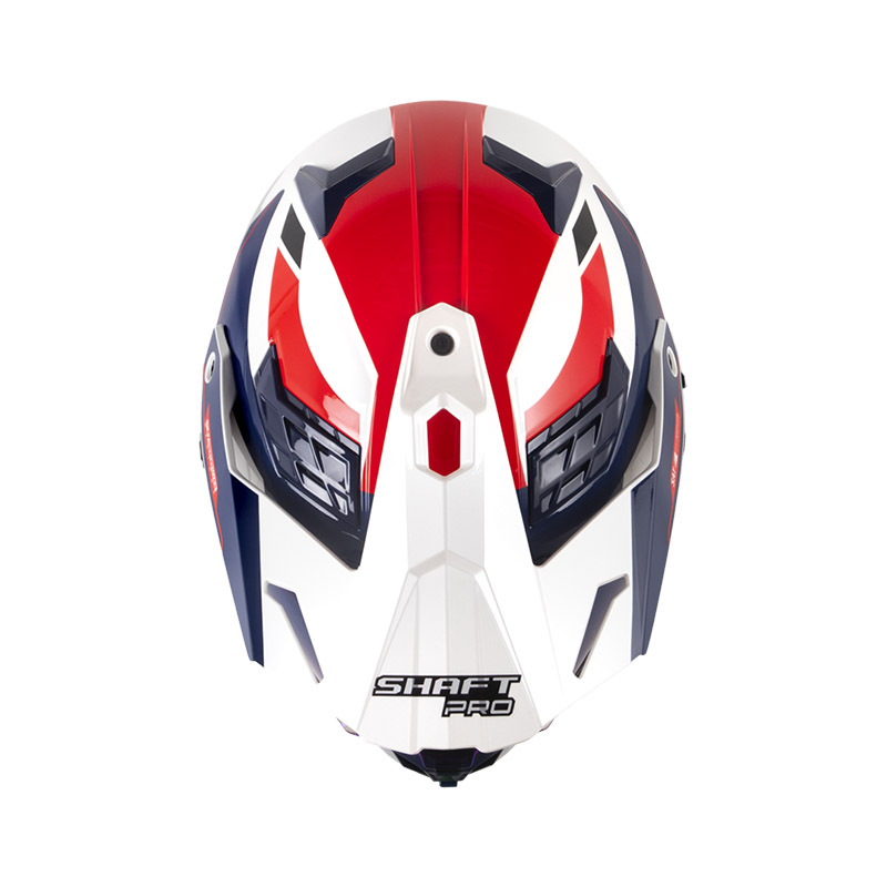 CASCO MULTIPROPOSITO SHAFT PRO MX400 DOBLE VISOR FRONTIER BLANCO PERLA ROJO BRILLO