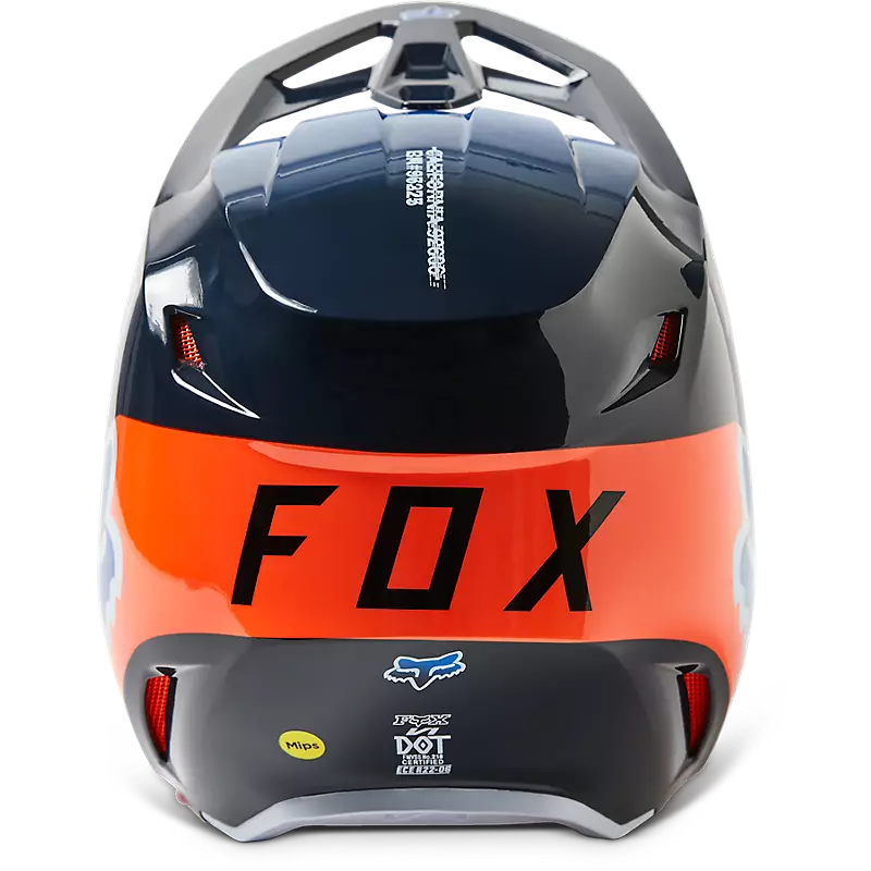 CASCO CROSS FOX V1 TOXSYK  AZUL OSCURO NARANJA BRILLO