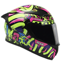 CASCO INTEGRAL EDGE DOBLE VISOR DENVER MOTOLOCO VERDE ROSADO NEON BRILLANTE