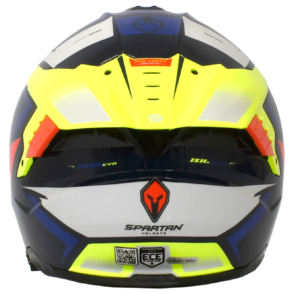 CASCO INTEGRAL SPARTAN DOBLE VISOR HAWK EVO FLUOR BRILLO