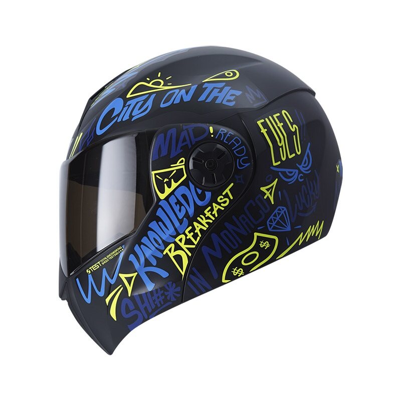 CASCO ABATIBLE ICH 3110DOT DOBLE VISOR MESSAGE NEGRO AZUL MATE
