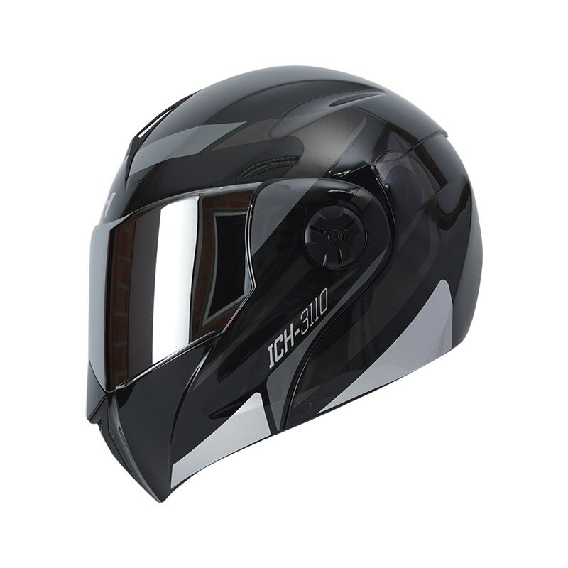 CASCO ABATIBLE ICH 3110DOT DOBLE VISOR REMAK NEGRO GRIS BRILLO