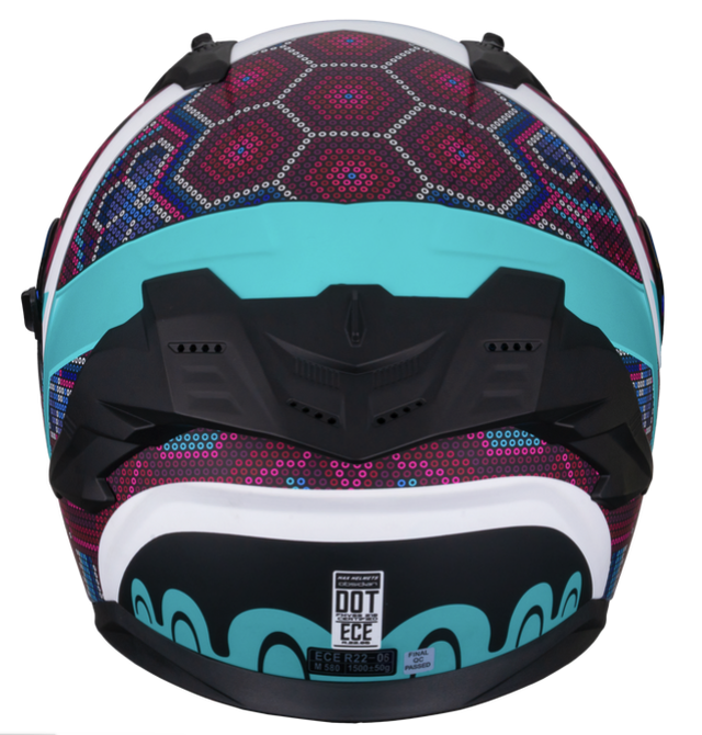 CASCO INTEGRAL HAX OBSIDIAN DOBLE VISOR HUICHOL NEGRO AQUA MATE