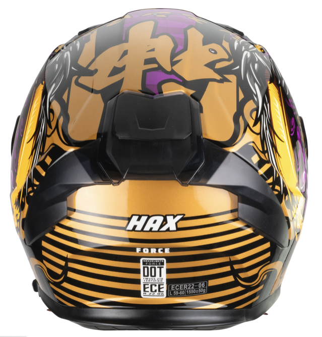 CASCO INTEGRAL HAX FORCE DOBLE VISOR SHENLONG NEGRO DORADO BRILLO