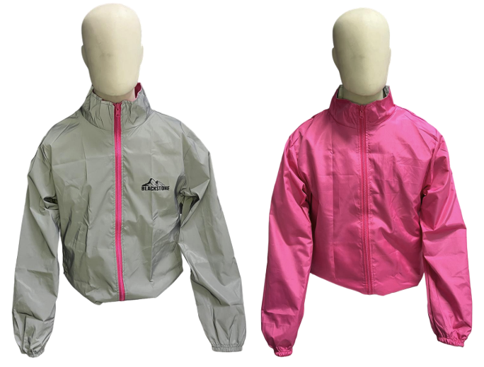 CHAQUETA CORTAVIENTOS SMART BIKER REFLECTIVA ECO BLACK STONE DOBLE FAZ DAMA