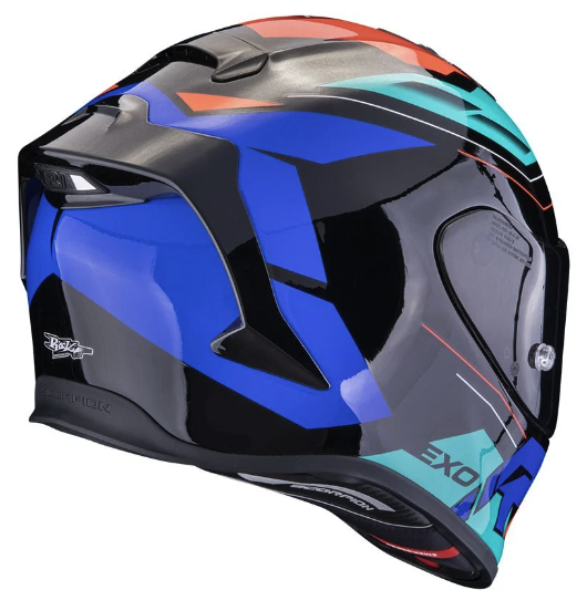 CASCO INTEGRAL SCORPION EXO-R1 EVO BLAZE NEGRO AZUL ROJO BRILLO+VISOR ADICIONAL+PINLOCK