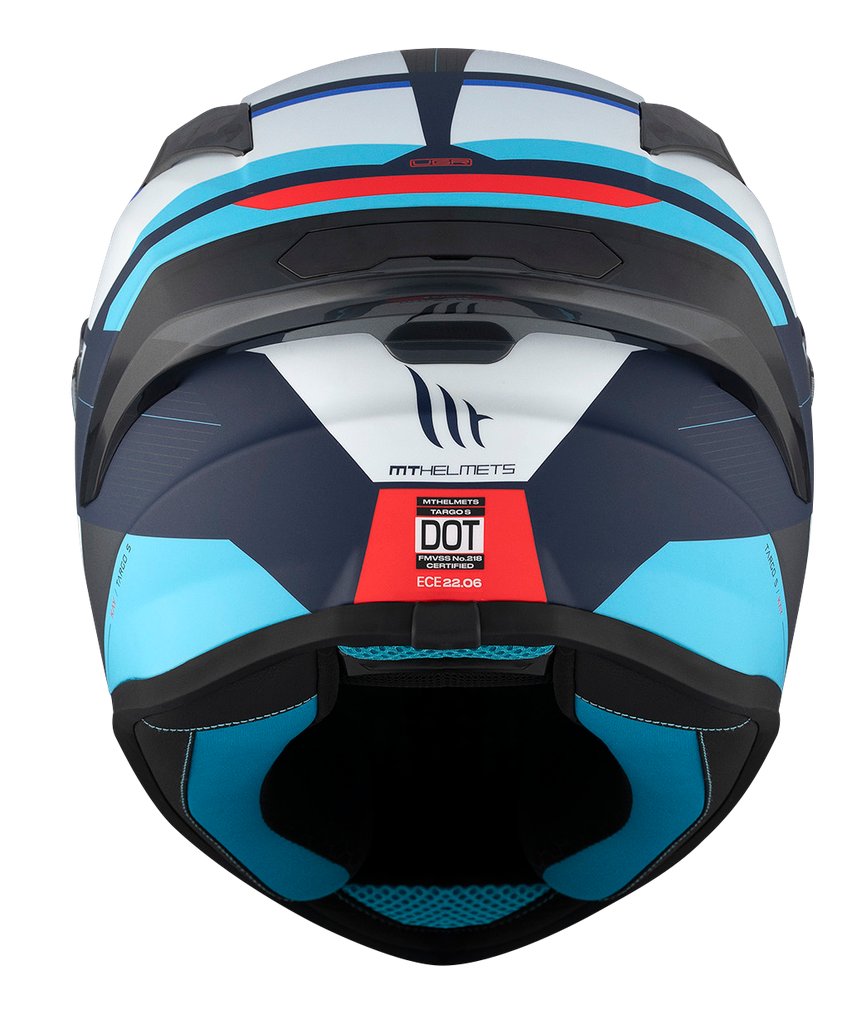CASCO INTEGRAL MT FF106B TARGO S KAY C7 AZUL BLANCO MATE ECE R22.06