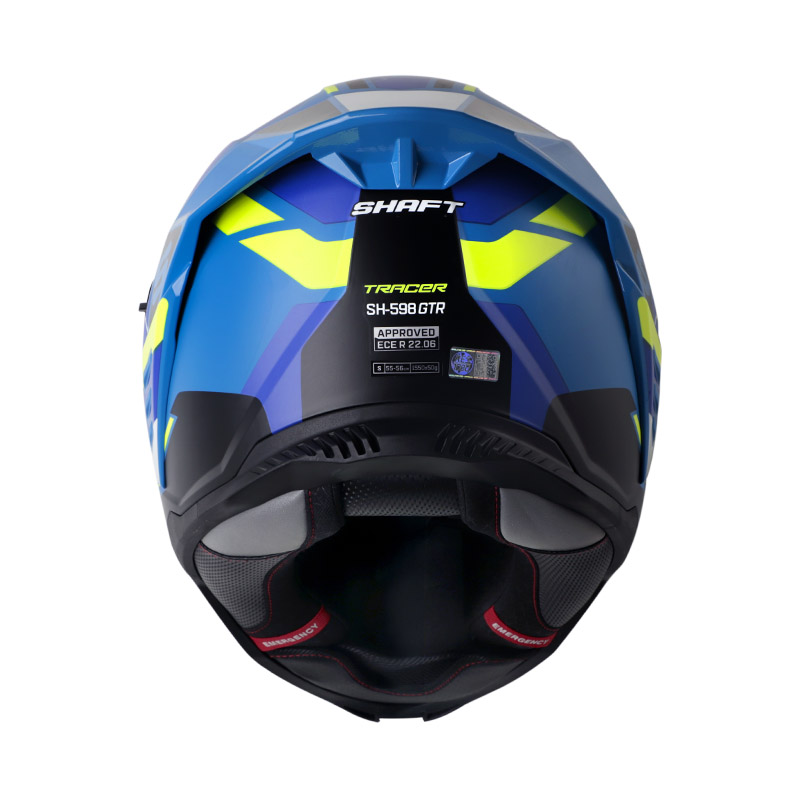 CASCO INTEGRAL SHAFT SH598GTR TRACER AZUL AMARILLO MATE 