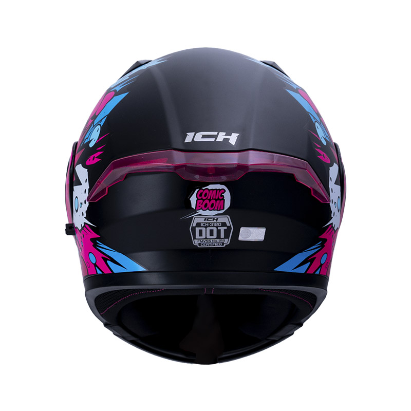 CASCO ABATIBLE ICH 3120 DOBLE VISOR COMIC BOOM NEGRO FUCSIA MATE
