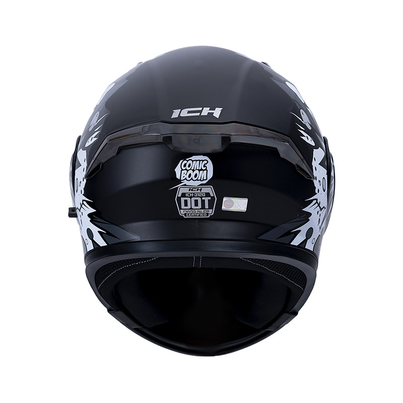 CASCO ABATIBLE ICH 3120 DOBLE VISOR COMIC BOOM NEGRO BLANCO MATE VISOR NEGRO