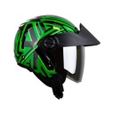 CASCO ABIERTO ICH 102 SPECIAL REY DE COPAS NEGRO VERDE VISOR SILVER