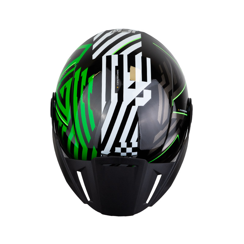 CASCO ABIERTO ICH 102 SPECIAL REY DE COPAS NEGRO VERDE VISOR SILVER