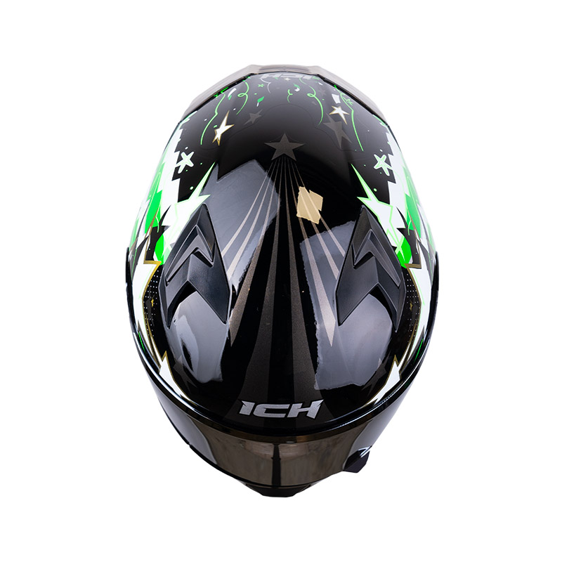 CASCO INTEGRAL ICH 503 ED. SPECIAL MAS CAMPEÓN NEGRO VERDE VISOR SILVER