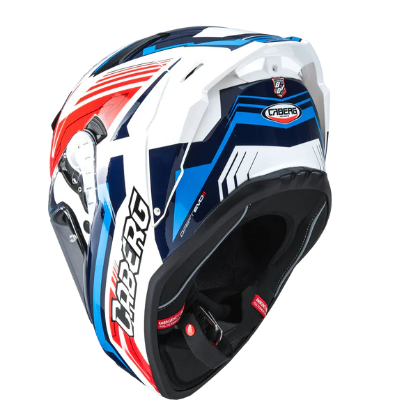 CASCO INTEGRAL CABERG DRIFT EVO II JARAMA BLANCO ROJO AZUL BRILLO