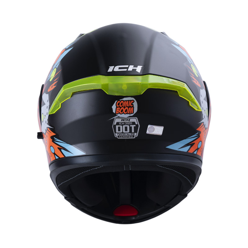 CASCO ABATIBLE ICH 3120 DOBLE VISOR COMIC BOOM NEGRO NARANJA MATE VISOR AZUL