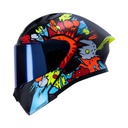 CASCO ABATIBLE ICH 3120 DOBLE VISOR COMIC BOOM NEGRO NARANJA MATE VISOR AZUL