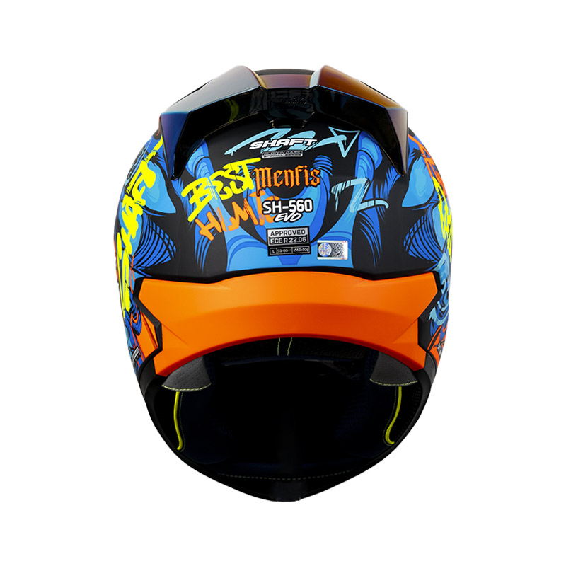 CASCO INTEGRAL SHAFT SH560 EVO MENFIS AZUL NARANJA MATE