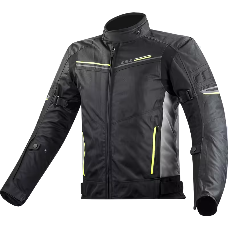 CHAQUETA CON PROTECCION LS2 SHADOW LADY NEGRO GRIS AMARILLO DAMA
