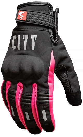 [10703RS] GUANTE CON PROTECCION CITY NEGRO  ROSADO  (S)