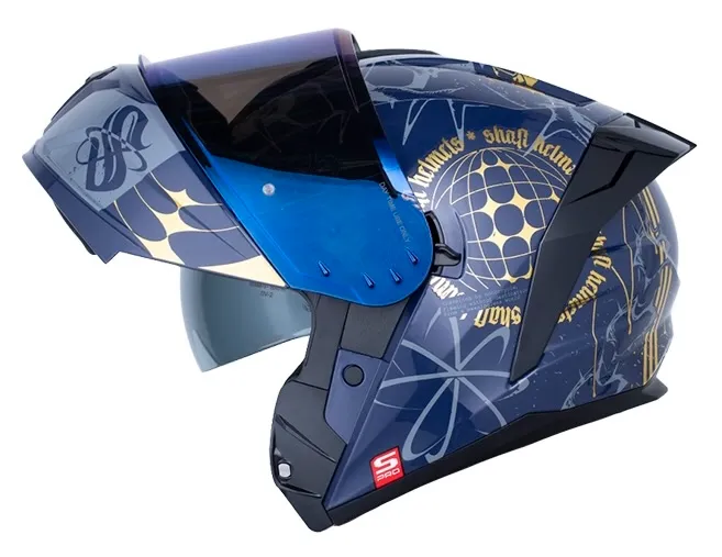 [192187] CASCO ABATIBLE SHAFT PRO 4200 DOBLE VISOR NEO GHOTIC AZUL OSCURO GRIS OSCURO BRILLO (S)