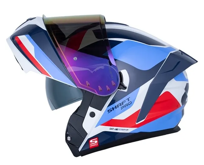 [192183] CASCO ABATIBLE SHAFT PRO 4200 DOBLE VISOR BURNT GRIS CLARO ROJO BRILLO (S)