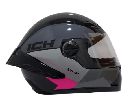CASCO INTEGRAL ICH 501SP FUNN NEGRO FUCSIA GRIS BRILLO VISOR TRANSPARENTE