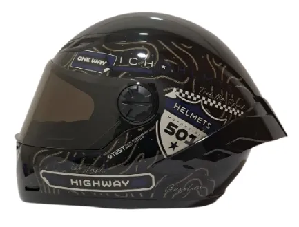 CASCO INTEGRAL ICH 501SP RUTERO NEGRO AZUL OSCURO BLANCO BRILLO VISOR NEGRO (S)