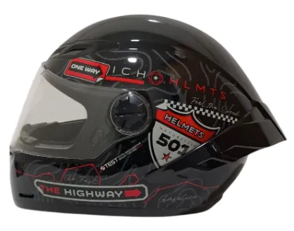 CASCO INTEGRAL ICH 501SP RUTERO NEGRO ROJO GRIS BRILLO VISOR TRANSPARENTE