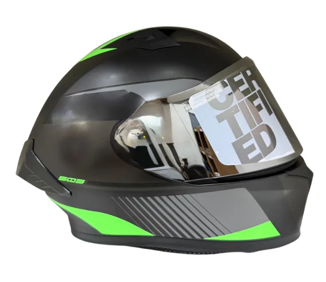 CASCO INTEGRAL ICH 503 ZEIBA NEGRO GRIS OSCURO VERDE MATE VISOR SILVER (S)