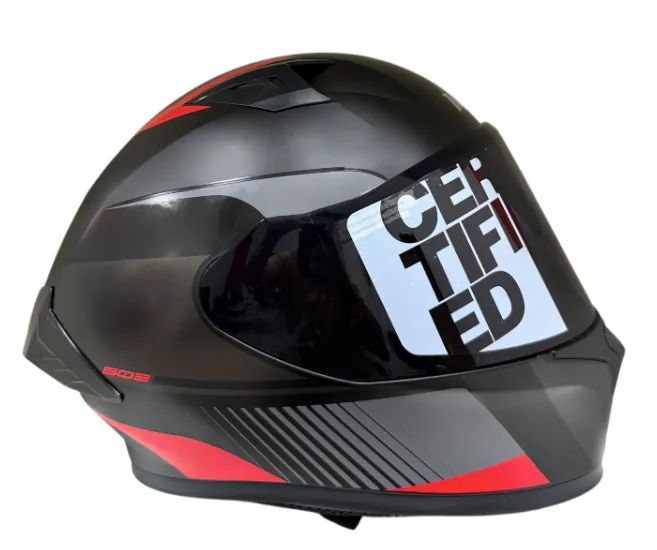 CASCO INTEGRAL ICH 503 ZEIBA NEGRO GRIS OSCURO ROJO MATE VISOR NEGRO