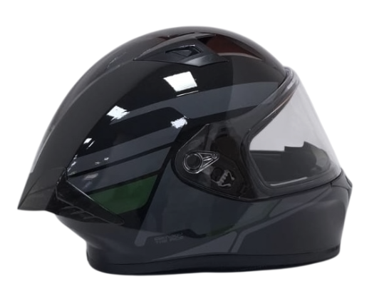 CASCO INTEGRAL ICH 503 BUNCH NEGRO GRIS OSCURO VERDE MILITAR BRILLO VISOR TRANSPARENTE