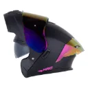 CASCO ABATIBLE HRO 3480 DOBLE VISOR SOLID V2 NEGRO FUCSIA MATE