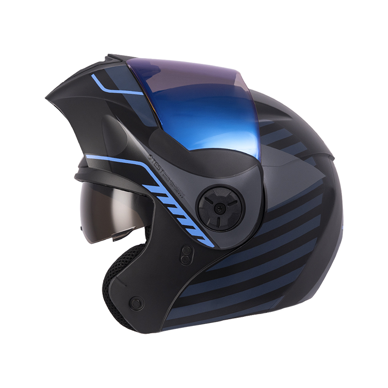 CASCO ABATIBLE ICH 3110 DOBLE VISOR BUZZ NEGRO AZUL MATE VISOR AZUL