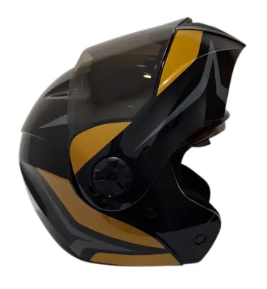 CASCO ABATIBLE ICH 3110 DOBLE VISOR HOLLOW NEGRO DORADO GRIS BRILLO VISOR NEGRO