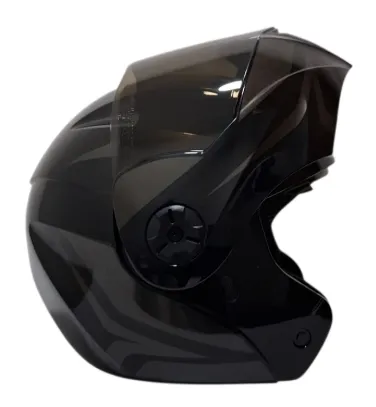 [218787] CASCO ABATIBLE ICH 3110 DOBLE VISOR HOLLOW NEGRO GRIS OSCURO BRILLO VISOR NEGRO (S)