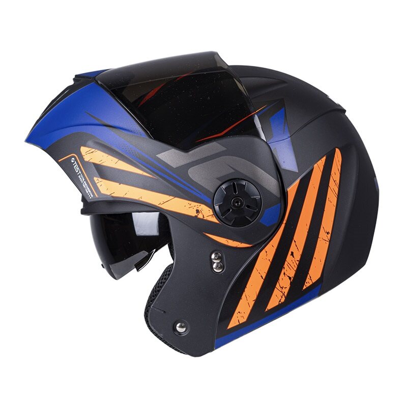 CASCO ABATIBLE ICH 3110DOT DOBLE VISOR TAPERED NEGRO NARANJA MATE