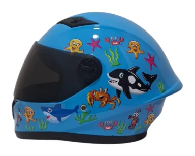 [H30801] CASCO NIÑO INTEGRAL H308 BALLENA AZUL BRILLO