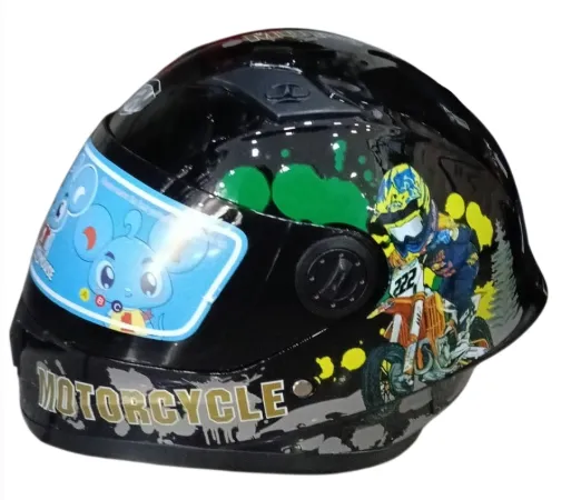 [H30805] CASCO NIÑO INTEGRAL H308 MOTO NEGRO BRILLO