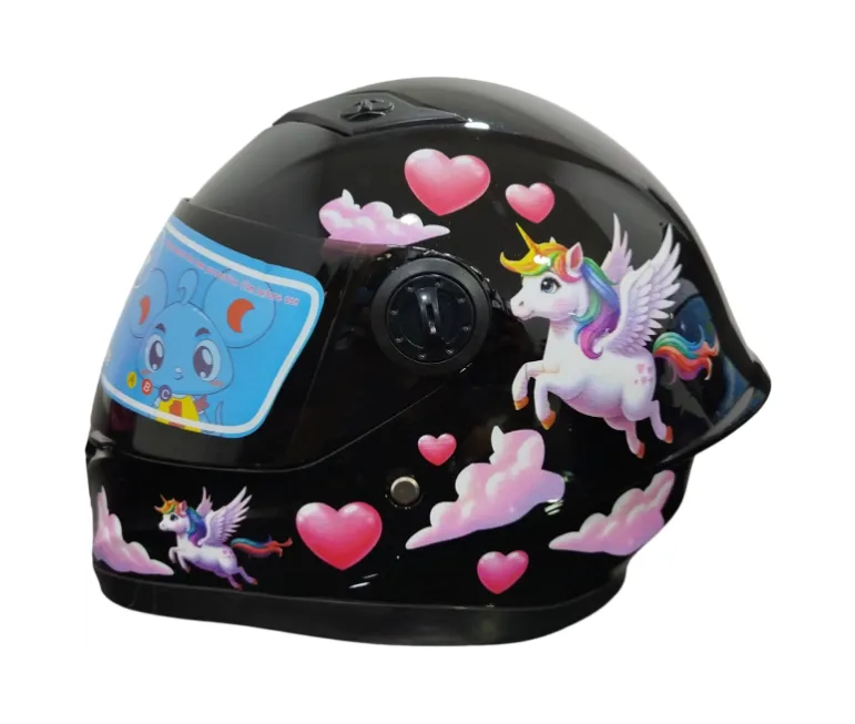 CASCO NIÑA INTEGRAL H308 UNICORNIO NEGRO BRILLO