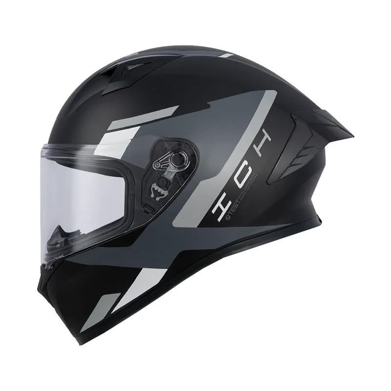 CASCO INTEGRAL ICH 503 NASUS NEGRO GRIS OSCURO GRIS MATE VISOR TRANSPARENTE