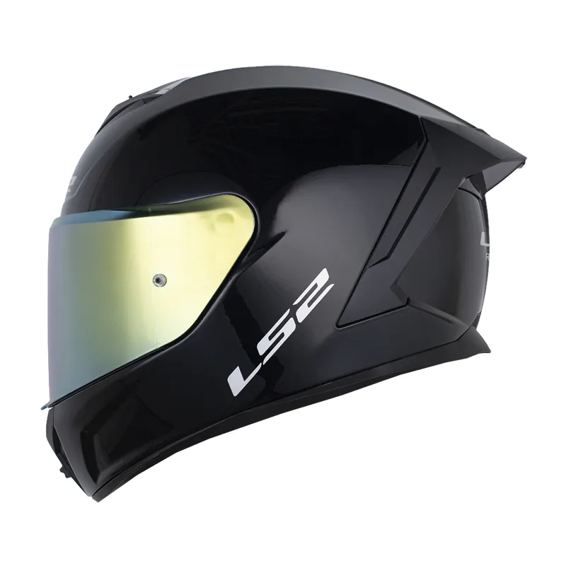 [214403] CASCO INTEGRAL LS2 820 SOLID NEGRO BRILLO VISOR DORADO (S)