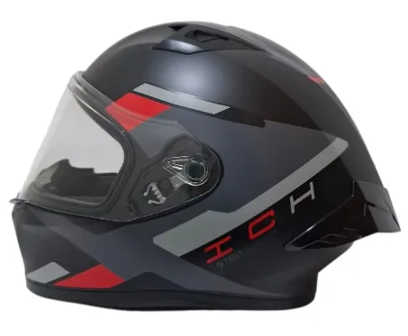CASCO INTEGRAL ICH 503 NASUS NEGRO GRIS OSCURO ROJO MATE VISOR TRANSPARENTE (S)