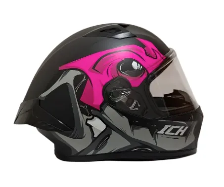 CASCO INTEGRAL ICH 503 FOSSEVIL NEGRO FUCSIA BLANCO MATE VISOR TRANSPARENTE