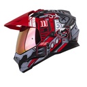 CASCO MULTIPROPOSITO HRO MX330 DOBLE VISOR CYBOK GRIS OSCURO ROJO MATE