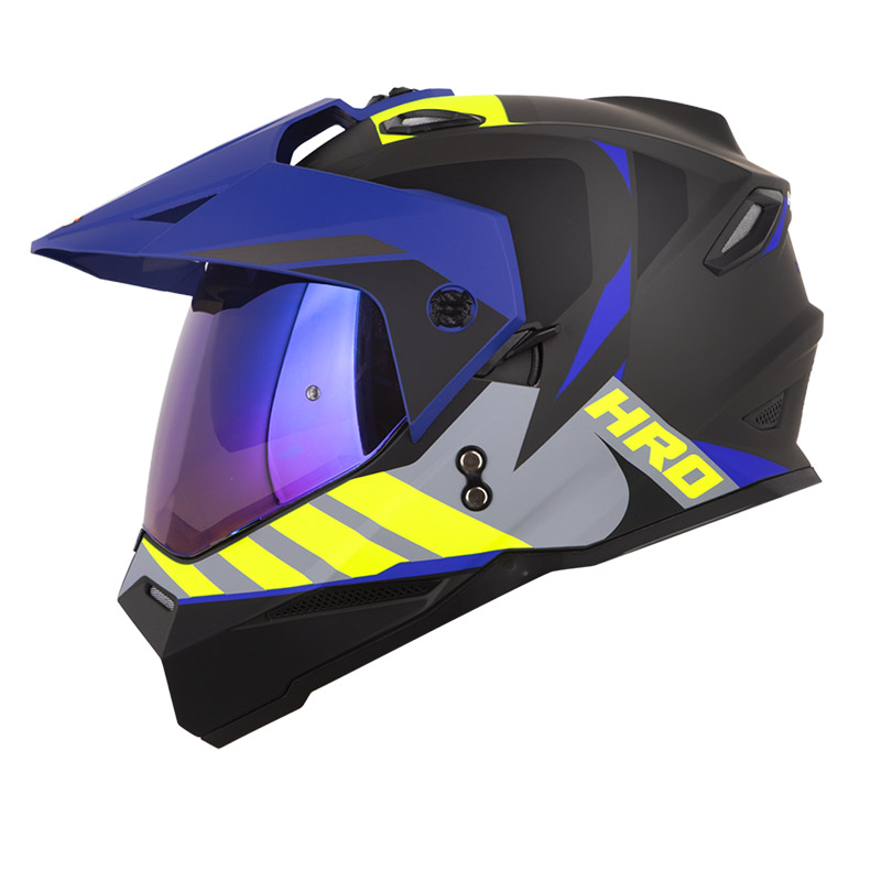 CASCO MULTIPROPOSITO HRO MX330 DOBLE VISOR YORCHI GRIS OSCURO AZUL MATE