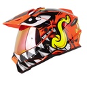 CASCO MULTIPROPOSITO HRO MX330 DOBLE VISOR ROCKETMONSTER NARANJA AMARILLO BRILLO