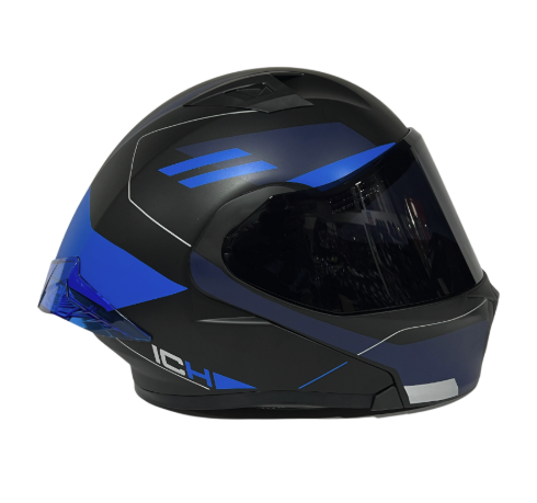 CASCO ABATIBLE ICH 3120 DOBLE VISOR ZAYKO NEGRO AZUL MATE VISOR NEGRO