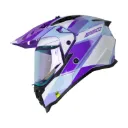 CASCO MULTIPROPOSITO SHAFT MX360 DOBLE VISOR MISHO AZUL CLARO MORADO BRILLO